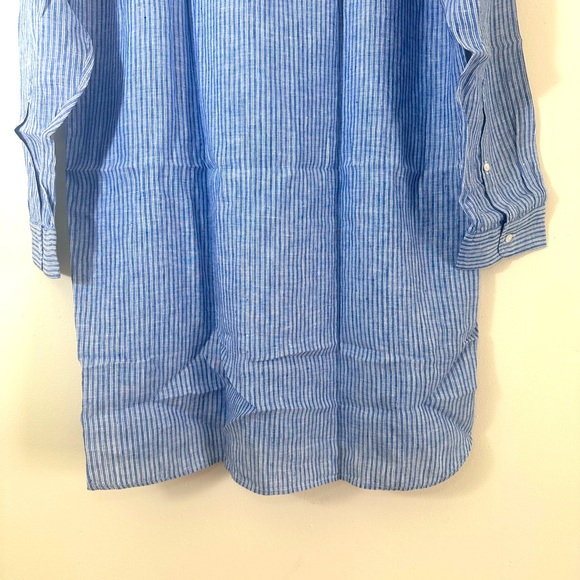 UNTUCKit Constantia 100% Linen Blue Stripe Shirt dress size 18 NWT - Picture 7 of 10